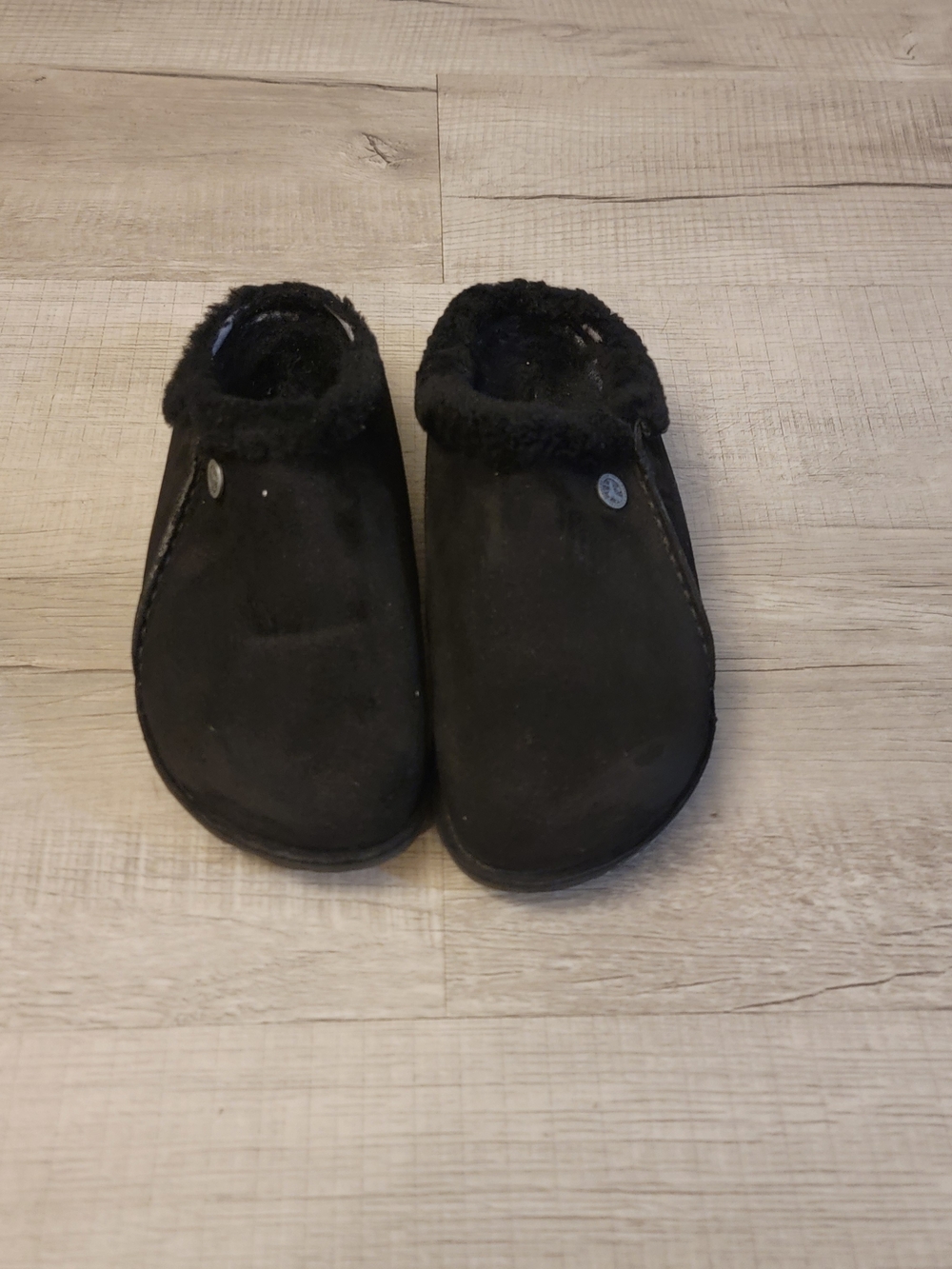 Birkenstock Black Suede Shearling-Lined Clogs